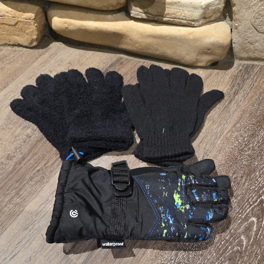 3 Pack of Black Gloves Set for Boy’s and Girl’s